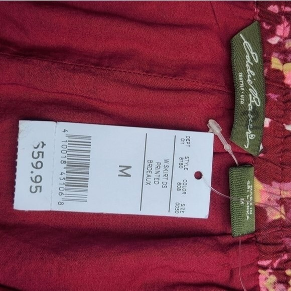 Eddie Bauer Cotton Blend Burgundy/Pink/Lavender Floral Skirt Size M - Picture 8 of 13